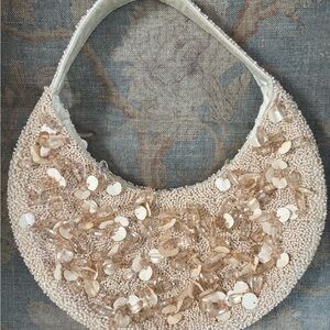 Elegant Cream Beaded Women's Bag
